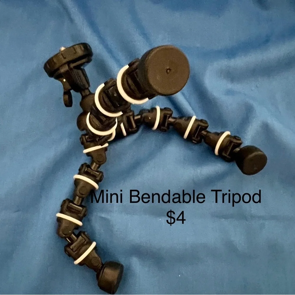 Camera Mini Tripod Accessory Flexible, Attachable in Black and White